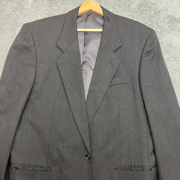 Jones New York Blazer Mens 42R Charcoal Grey Excellent 100% Wool Golden Twist - Picture 2 of 15